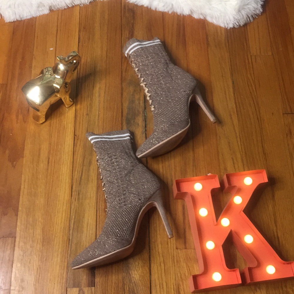 Glittered Tied Up Ankle Boots